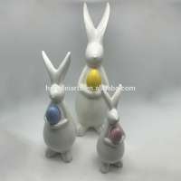 fashion simple white glazed ceramic easter decoration rabbit figurines